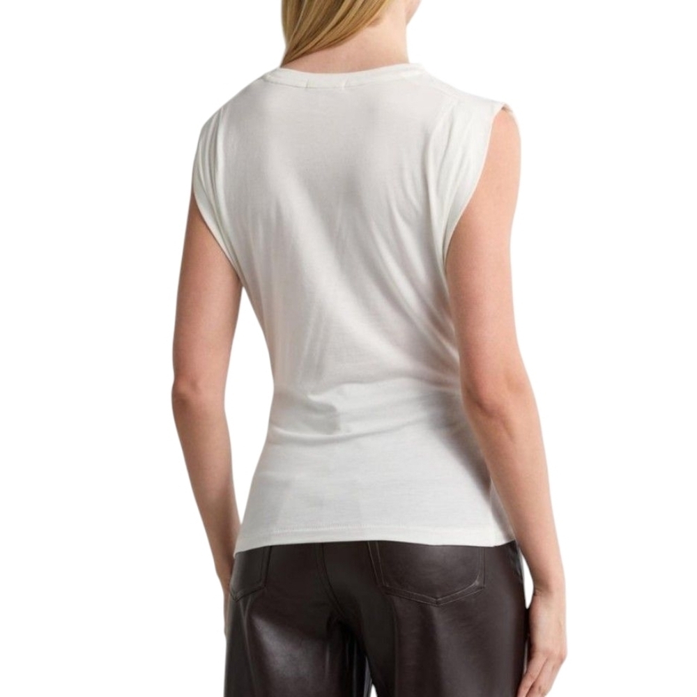 rag & bone The Jersey Pleat Tank Pleated Shirred Lightweight Fitted Ivory M NWT
